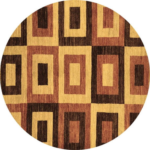 Ahgly Company Indoor Round Abstract Brown Modern Area Rugs, 6' Round