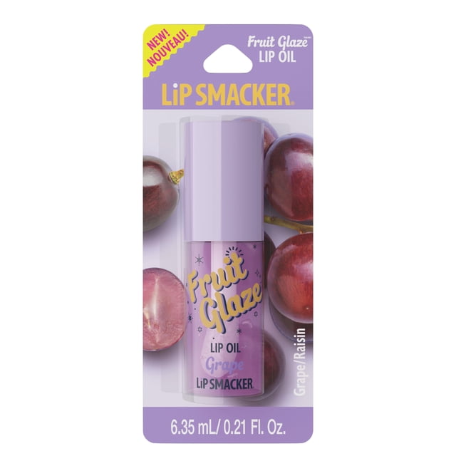 Lip Smacker Fruit Glaze Aceite labial ultrahidratante e hidratante con acabado de alto brillo Aplicador de felpa para un deslizamiento sin esfuerzo Delicioso sabor no pegajoso - Uva