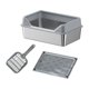 thumbnail image 4 of Caja de arena para gatos de acero inoxidable, inodoro para gatos para acampar, oficina, para gatos de interior Pantalón corto gris claro, 4 of 10