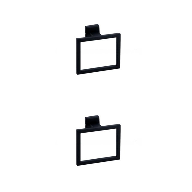 stanreset 1/2/3/5 Bathroom Hardware Set Stainless Steel Towel Bar Ring Paper Holder Multifunction Robe Hook Modern Style Rack Kit Black ring 2PCS