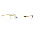 thumbnail image 2 of Classic Narrow Rectangle Rimless Blue Light Filtering Computer Glasses Gold, 2 of 4