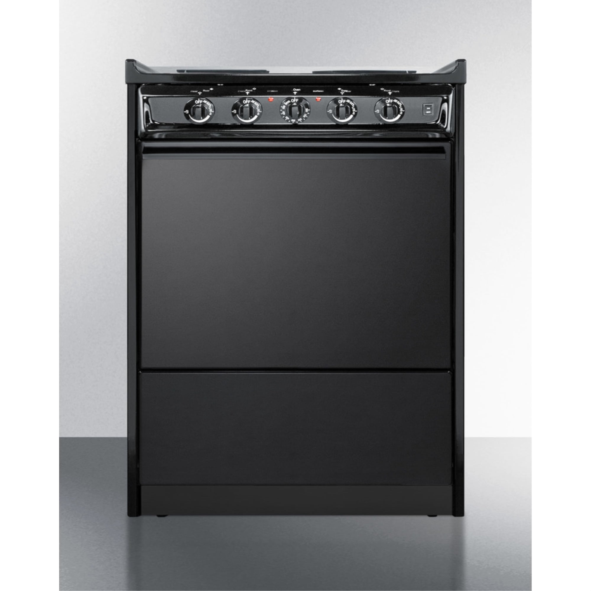 24" wide slide-in style electric coil range in black