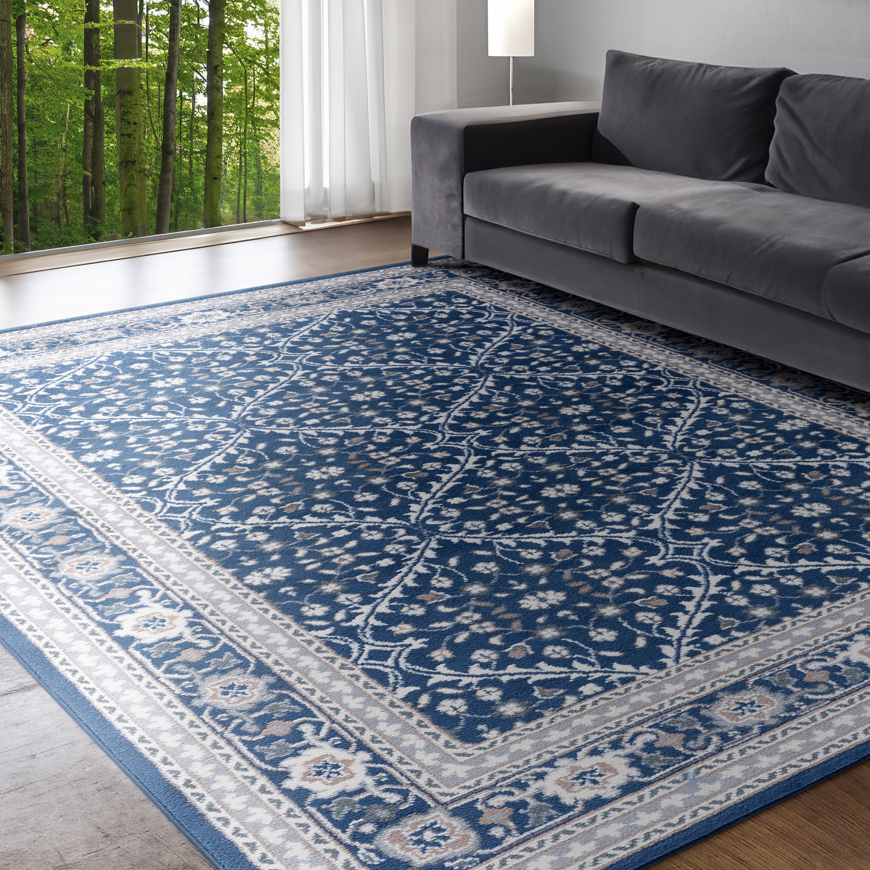 Madison Traditional 5' x 7' Dark Blue Polypropylene Indoor Area