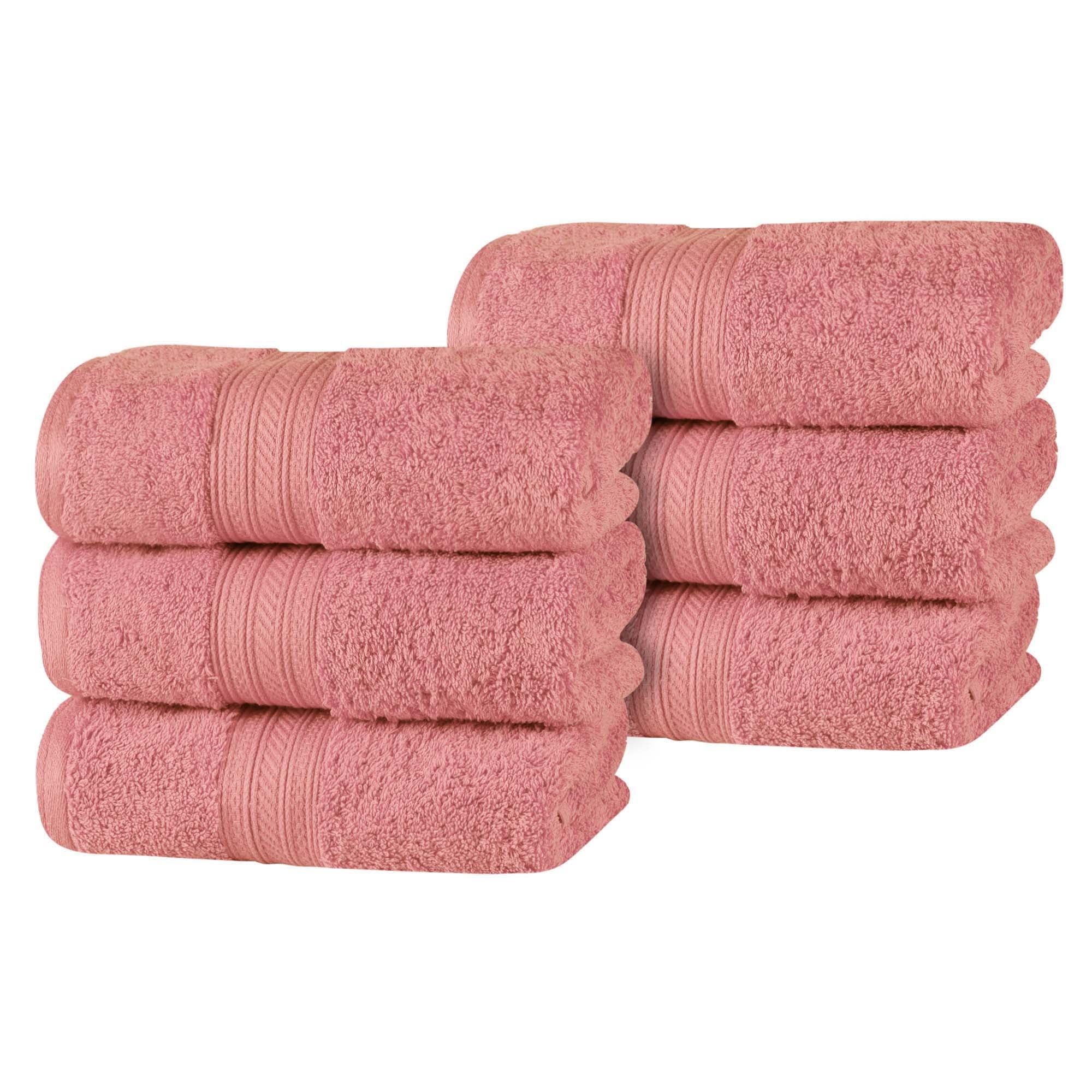 Superior Atlas Cotton Heavyweight Hand Towel, Set of 6, Blush