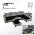 thumbnail image 3 of HONBAY Line Fabric Sectional Sofa Bed with Storage for Living Room, Gray, 3 of 8