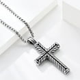 thumbnail image 6 of Antique Silver Cross Pendant Necklace Unisex Box Chain Stainless Steel N19, 6 of 15