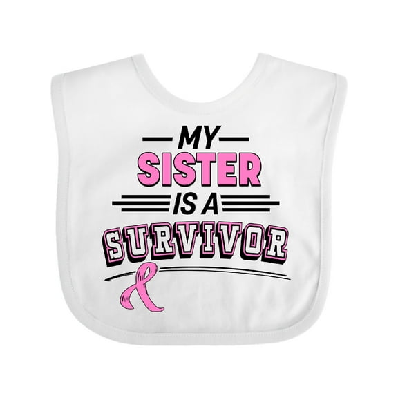 Inktastic My Sister is a Survivor Breast Cancer Awareness Boys or Girls Baby Bib