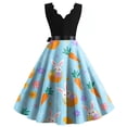 thumbnail image 3 of LWavelet Women's Sleeveless Scalloped Neck Fit-and-Flare Dress, Ombre Easter Egg Print with Satin Bow Belt for Holiday & Party Outfits Sky Blue S, 3 of 4
