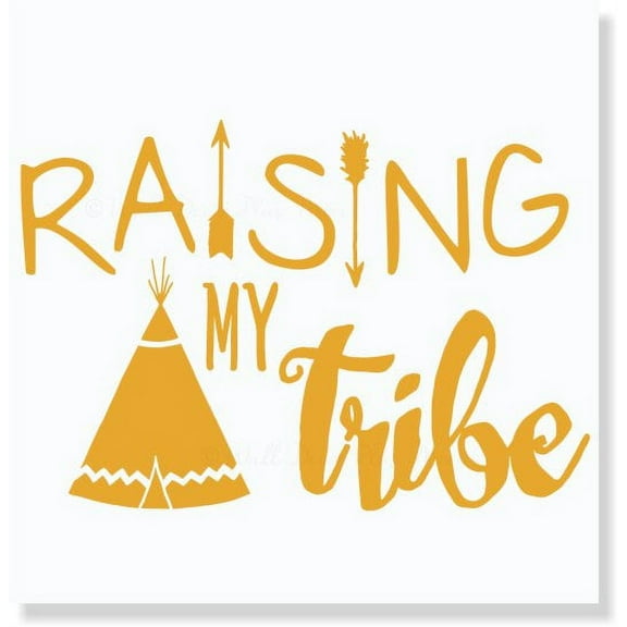 Raising My Tribe Family Wall Decals Tribal Arrow Decor Vinyl Lettering Quotes, 23x16-Inch Honey