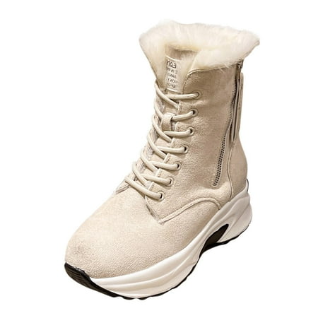 

Larisalt Snow Boots For Women Snow Boots for Women Winter Boot with Warm Fur Lined Ankle Booties Non Slip Waterproof Outdoor Shoe Beige