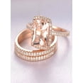 thumbnail image 2 of Sale 2 carat Morganite and Diamond Trio Wedding Bridal Ring Set in 10k Rose Gold with One Engagement Ring and 2 Wedding Bands, 2 of 2