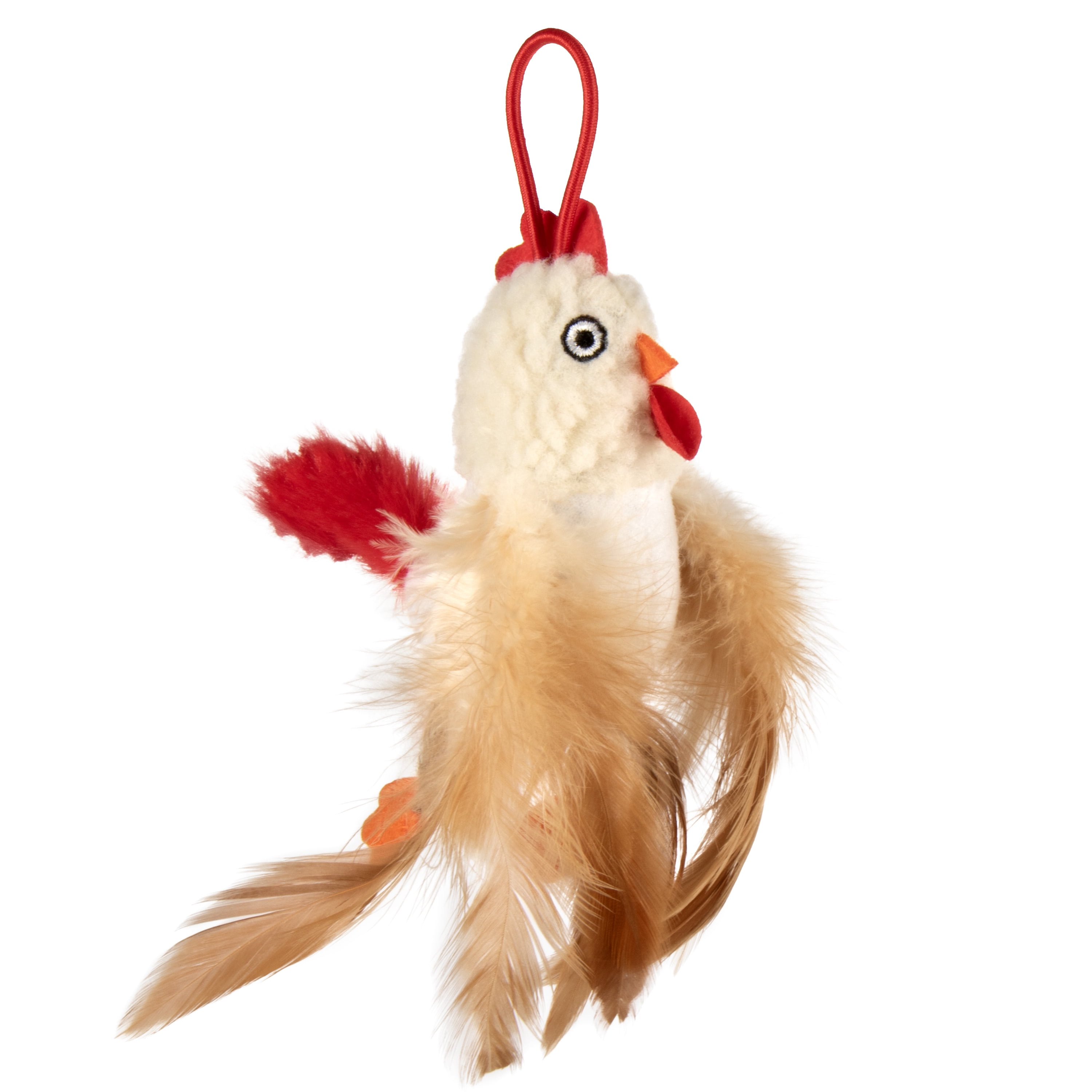 SmartyKat Hyper Hen Elastic Launcher Electronic Chicken Sound Cat Toy with Catnip, White