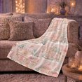 thumbnail image 6 of Festive Winter Village Scene Pink Snowy Houses Lamps, Festive Holiday Scene, Warm Flannel Blanket for Living Room and Reading Nook, Art Lovers Friendship Gift, Festive Home Decor, 6 of 9