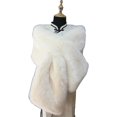 thumbnail image 1 of Chal de piel sintética para mujer, abrigos de piel con cuello de piel sintética para fiesta, cubierta de boda nupcial de invierno, 1 of 1