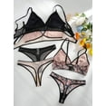 thumbnail image 6 of 3pack Floral Lace Bra & Panty Lingerie Set Comfort Mesh, 6 of 6