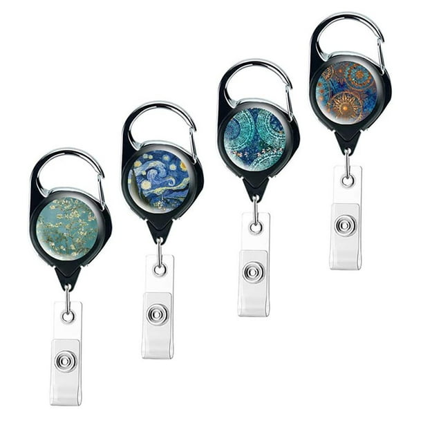 4PCS Retractable ID Card Holders with Carabiner Badge Reel Card Holder Name  Badge Holder for ID Card Key Ring