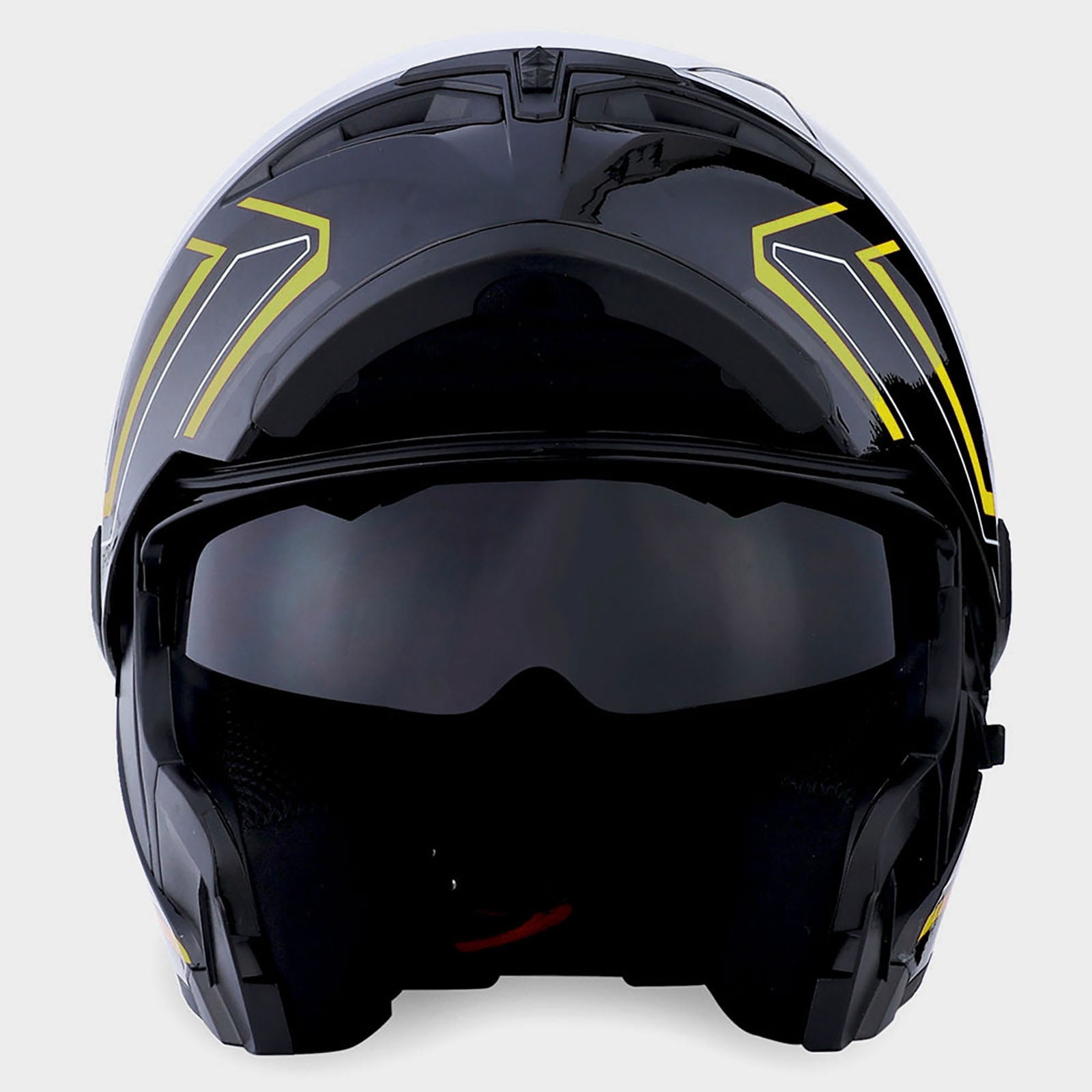 1Storm Motorcycle Street Bike Modular Flip up Dual Visor Full Face Helmet HB89 Arrow Yellow