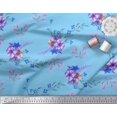 thumbnail image 2 of Soimoi Blue Viscose Chiffon Fabric Leaves & Periwinkle Floral Print Fabric by Yard 42 Inch Wide, 2 of 3