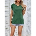 thumbnail image 6 of Deago Women's Summer Tops Casual V Neck T Shirts Pleated Short Sleeve Shirts Loose Fit Flowy (Green, S), 6 of 7