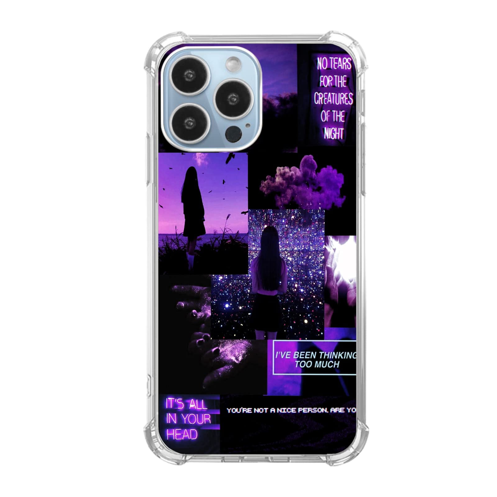 Purple Collage Case for iPhone 14 Pro Max,Aesthetic Art Design TPU ...