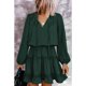 thumbnail image 2 of Minivestido de manga larga con cuello en V, vestido informal con volantes en capas y cordones para citas, 2 of 6