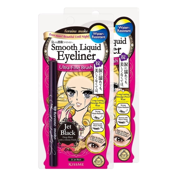 Heroine Make Smooth Liquid Eyeliner Super Keep #01 – 2-Pack Long-Lasting Eyeliners with Smooth Brush Tip – Smudge-Resistant Formula (Japan Version)