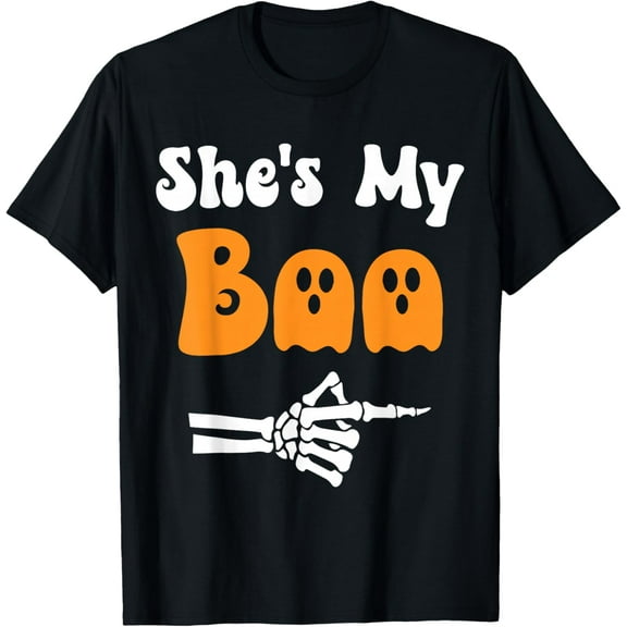 She's My Boo Matching Halloween Pajama Couples Vintage Funny T-shirt