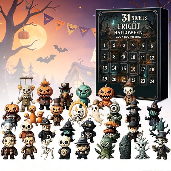 2026 Halloween Advent Calendar, 31 Nights of Fright Blind Box, 7/15/31 Collectible Multi-Size PVC Figurines, Spooky Desktop Decor, Halloween Countdown Surprise Gifts for Adults, Boys & Girls