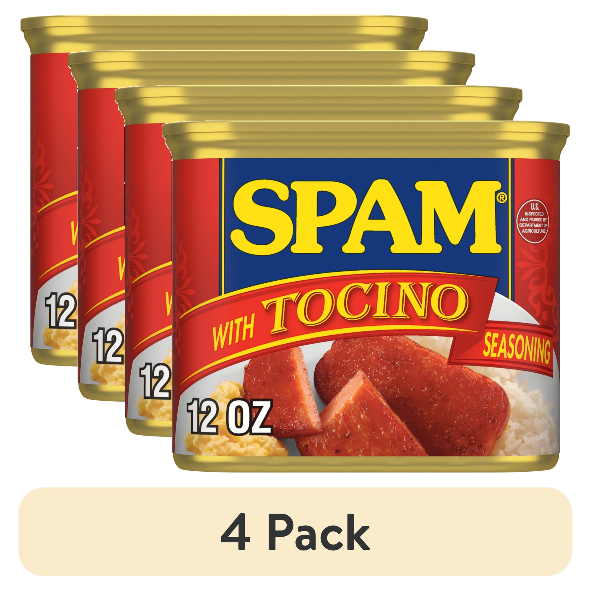 (4 pack) SPAM With Tocino Seasoning, Shelf-Stable, 12 oz Aluminum Can