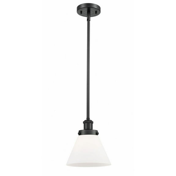 916-1S-BK-G41-Innovations Lighting-Cone - 1 Light Stem Hung Mini Pendant In Industrial Style-10 Inches Tall and 8 Inches Wide-Matte Black Finish-Matte