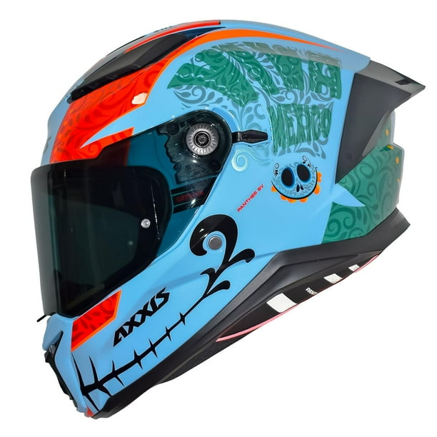Casco para motociclista talla M integral Panther catrina D6 azul