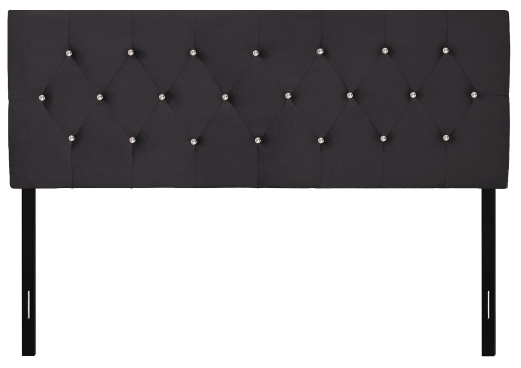 Home Design Concetta Twin Tufted Upholstered Adjustable Headboard, Black, Velvet with Diamond Button Tufting, Modern Bedroom Furniture