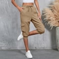thumbnail image 2 of Womens Capri Pants,Capri Pants for Women Summer Solid Color Capri Joggers with Pockets High Wasit Drawstring Casual Capris, 2 of 9