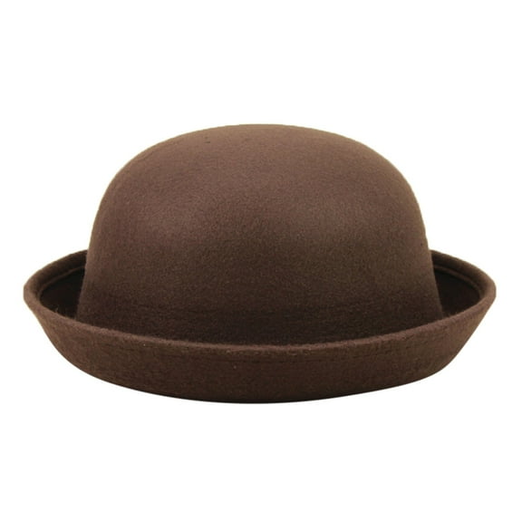 Elegant Adults Solid Hat Roll Up Brim Panama Bowler Hat Bucket Hat Mens Womens Classic Wool Round Bowler Hats Cap