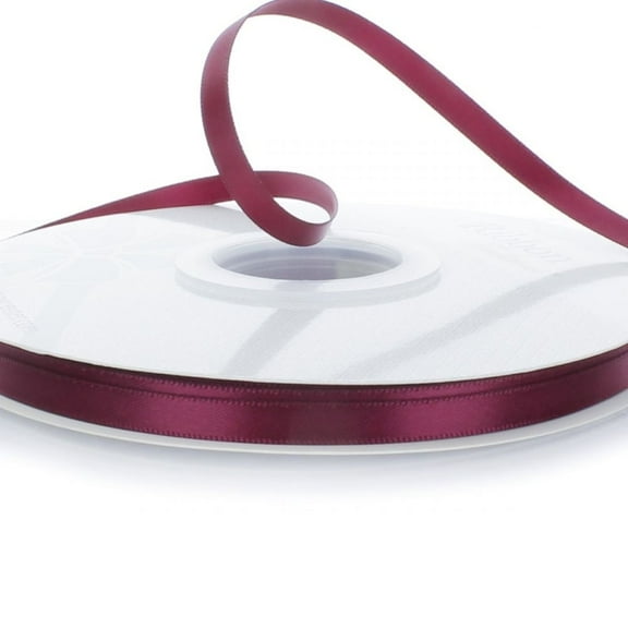 1/4" Wide Wine Double Faced Satin Ribbon - 100 Yards