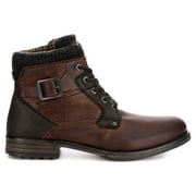 AM Shoes Mens Leather Plain Toe Lace Up Boot Shoes, Dark Brown, US 12