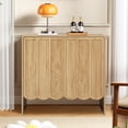 thumbnail image 5 of Wirrytor Wood Buffet Sideboard with 2 Wave Doors, Short Storage Cabinet with Adjustable Shelves for Living Room Dinning Room Kitchen, Natural, 5 of 9