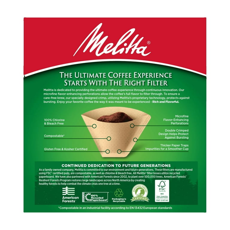 Melitta #4 Natural Brown Cone Coffee Filters, 100 Ct