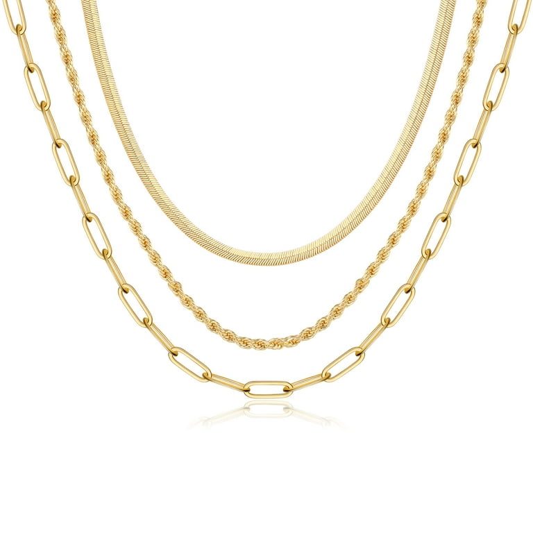 Dropship PAVOI 14K Gold Plated Dainty Layering Necklaces For Women, Snake  Chain, Curb Link, Paperclip Layered Chains to Sell Online at a Lower Price