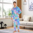thumbnail image 6 of FORMRS Onesies Pajama for Adults Unisex Hoodie Winter Jumpsuit One Piece Sleepwear, Sizes S-2XL, Neon Starfish Pattern, 6 of 7
