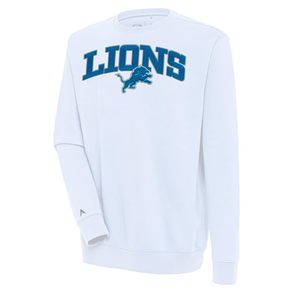 Men's Antigua  White Detroit Lions Victory Chenille Pullover Sweatshirt