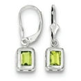 thumbnail image 7 of 925 Sterling Silver Rhodium 7x5 Emerald Cut Peridot Leverback Earrings, 7 of 7