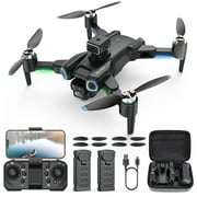 Mini Drone for Kids 8-12, CS15 Foldable Drones with HD Camera, Headless Mode, LED Lights, 2 Batteries, Black