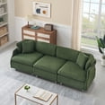 thumbnail image 6 of Comfortable Teddy Green Sofa with 2 Throw Pillows|3-Seat & Solid Wood Frame, 6 of 9