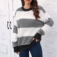 thumbnail image 7 of Sweater Sweatshirt for Women Vertical Striped Pullover Tops Loose Fit Long Sleeve Shirt Fall Outfits Clothes 2024, 7 of 7