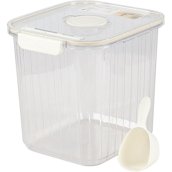 Clear Rice Storage Container Bin with Scoop, 22 LBs Airtight Pet Food Container, Set of 1 Plastic Dry Food Storage Bin