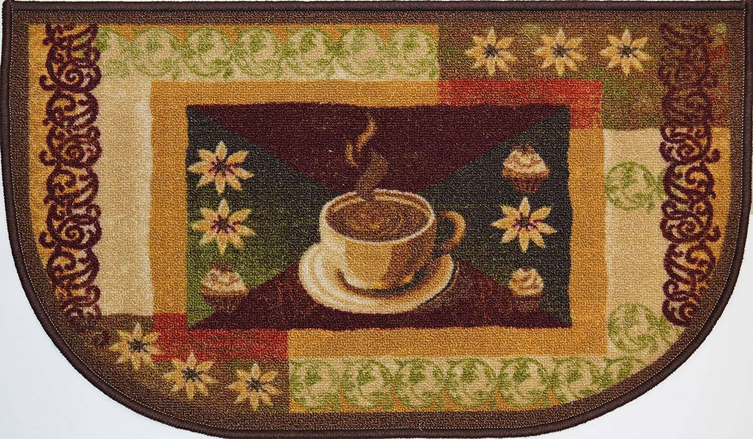 LIVING CLASSICS COFFEE CUP KITCHEN HALF MOON SLICE RUG NON SKID BACK