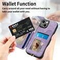 thumbnail image 2 of Dteck for iPhone 15 Case Wallet with Card Holder,Ring Stand,Wrist Strap,RFID-Blocking PU Leather Protective Magnetic Flip Cover, Purple, 2 of 10