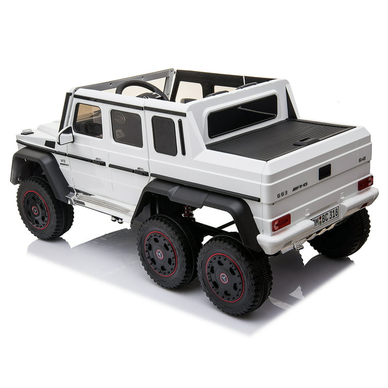 Mercedes Benz AMG G63 6x6 Kids On Car with 2.4G Remote Control, 12V 4 Motors, Stroller Function, Openable Doors, Spring Suspension, USB MP3 Player & Bluetooth Function -White Walmart.com