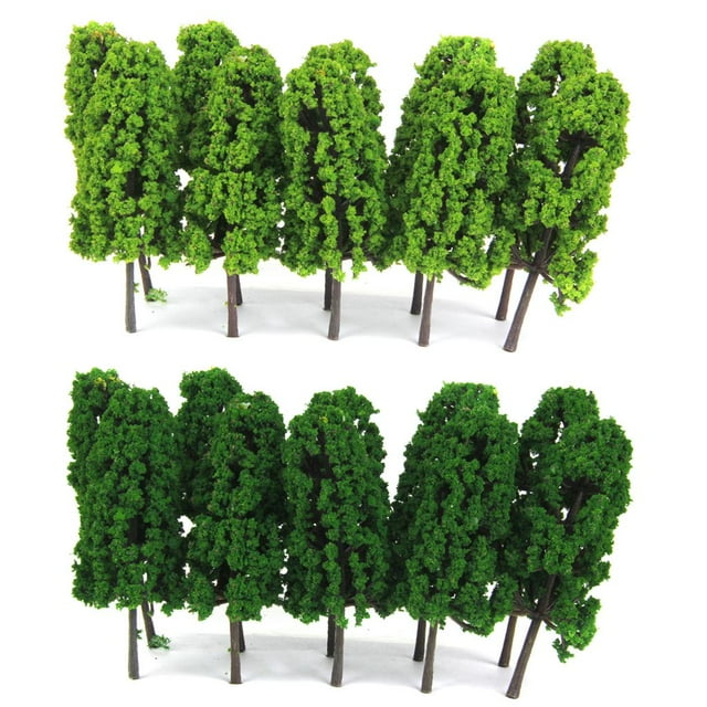Milaget 20pcs Tree Model Train Railway Wargame Diorama Forest Scenery Layout 1:150 N Dark Green Light Green